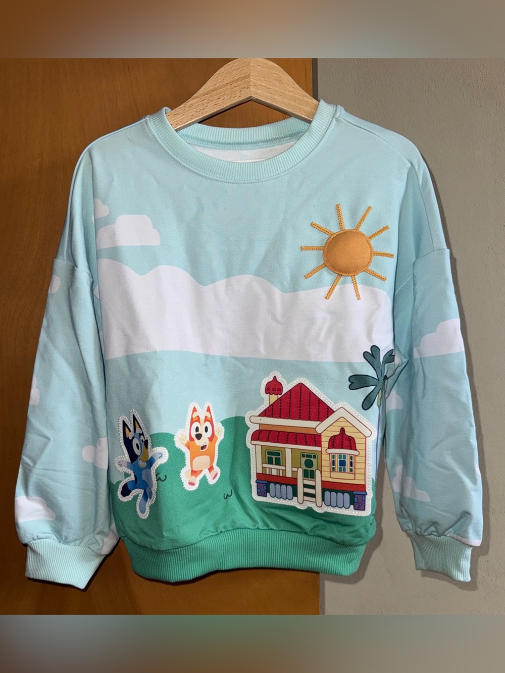 NWT Little Sleepies bamboo Bluey The Heeler House Drop Shoulder Crewneck 4T